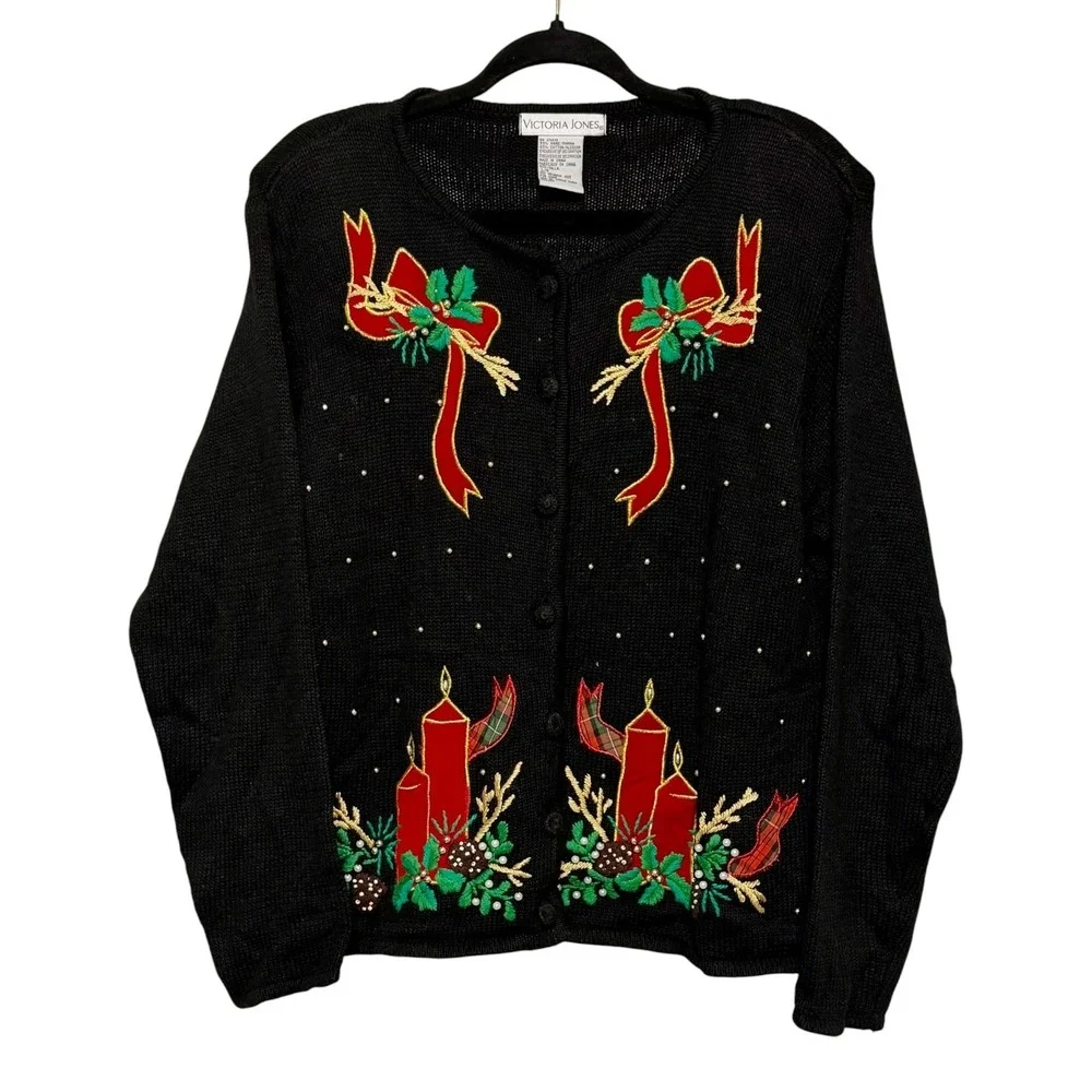 Victoria Jones Holidaycore Festive Cardigan Women Size Large Coquette Christmas